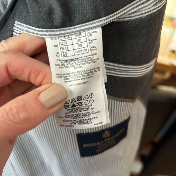 Brooks Brothers Mens Explorer Blazer Suit Jacket charcoal Wool Blend 46 R Regent - Picture 7 of 11